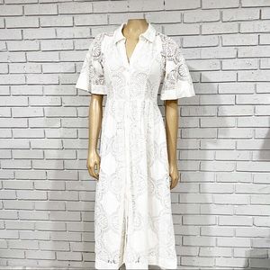Anthropologie Women’s Maeve Eyelet Midi Dress size 6 RUNS SMALL